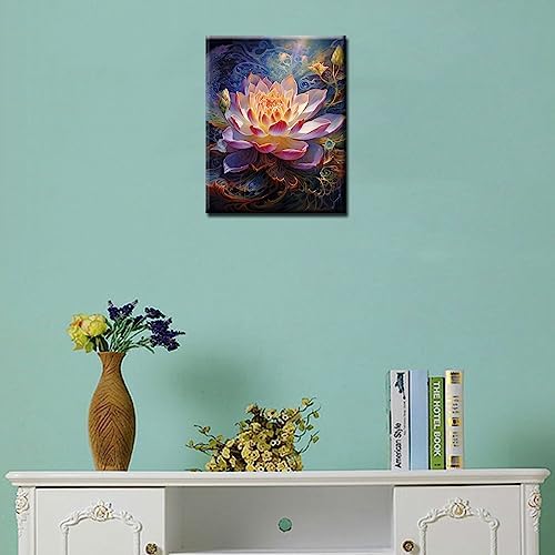 TUMOVO Pink Lotus Paint by Number Boho Style Flowes DIY Acrylic Painting Kit for Kids Adults Beginner Gradern Floral Canvas Numbers Arts Craft 16x20 Inch (DIY Frame) - Image 4