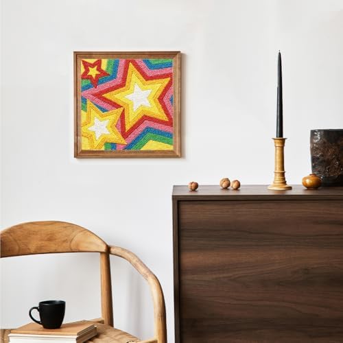 Doodlream Colorful Stars DIY Punch Needle Embroidery Kit for Adult Beginner, 9.4" Stars Punch Stitching Craft Set for Starter with Frame,Fabric Pattern,Threader, Yarn, Pinch Needle - Image 6