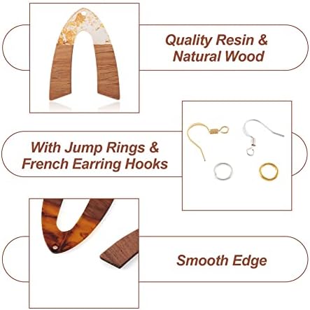 FASHEWELRY Resin Wood Earring Kit with 16Pcs Wood Resin Earring Charms Wooden Earrings Blanks Open Jump Rings French Earrings Hooks for Jewelry Making - Image 7