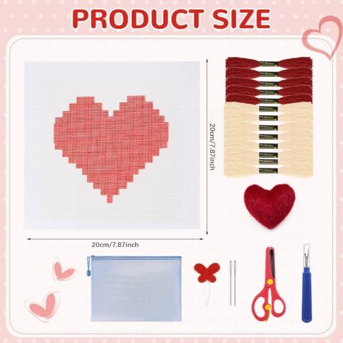 22Pcs Red Heart 18 Mesh Needlepoint Canvas Kit for Beginners Adults - Image 2
