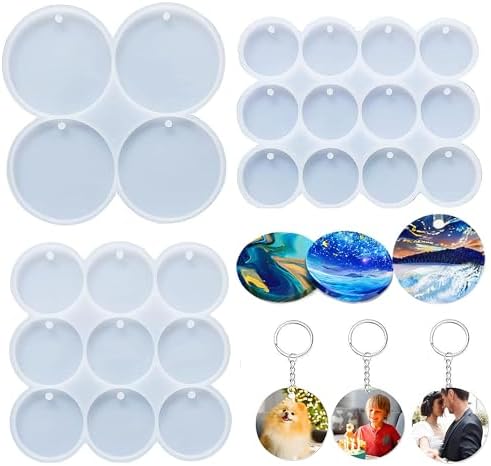 Circle Resin Molds Silicone,Flat Circle Silicone Molds for Resin by Loyohep
