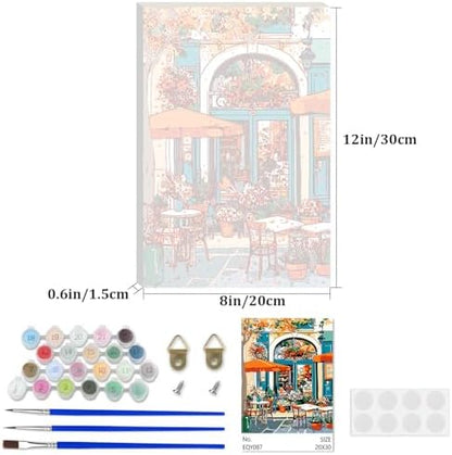 Lxmsja Street Café Paint by Numbers Kit for Adults, Street Scenes Acrylic Paint by Numbers for Adults Beginner, DIY Craft Supplies Oil Painting Kits for Home Wall Decor 8x12 inch (Framed) - Image 4