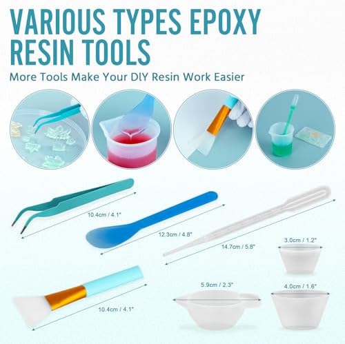 SWIGRANCE Epoxy Resin Mixing Tools Kit 36Pcs, Reusable Soft Silicone Tools, Includes A3 Non-Stick Silicone Mat, Measuring Cups, Dropper Pipettes, Stir Sticks, Brushes, Resin Casting DIY Jewelry Making - Image 3