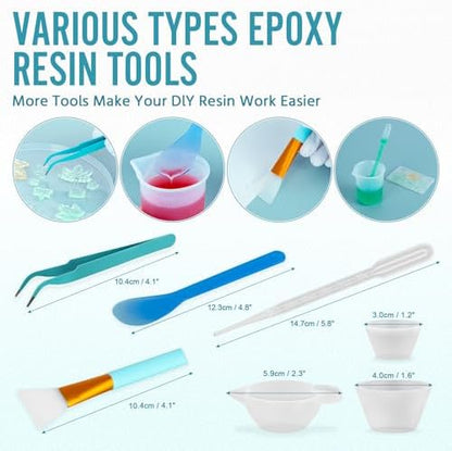 SWIGRANCE Epoxy Resin Mixing Tools Kit 36Pcs, Reusable Soft Silicone Tools, Includes A3 Non-Stick Silicone Mat, Measuring Cups, Dropper Pipettes, Stir Sticks, Brushes, Resin Casting DIY Jewelry Making - Image 3