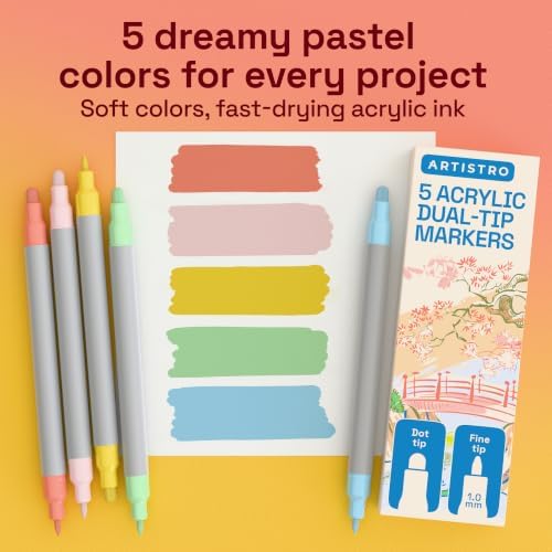 ARTISTRO Pastel Dual-Tip Acrylic Paint Marker Pens - Set of 5 - Image 2