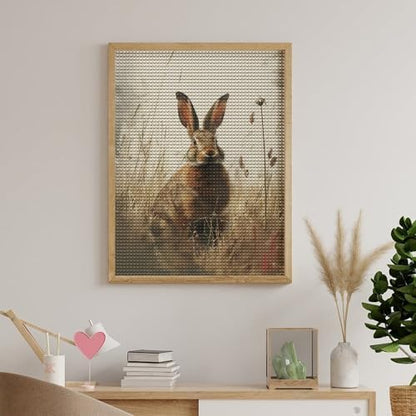 Brown Rabbit Diamond Drawing Art Kit for Adults Nature Easter Bunny Illustration DIY Diamond Art Painting for Beginners Full Drill Round Gem Art Painting for Crafts Home Wall Decor - Image 5
