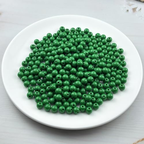 300pcs Acrylic Round Beads for Crafts 8mm Resin Candy Color Spacer Beads with Hole for Jewelry Making Sewing Crafts Decoration Necklaces Bracelets Earrings Supplies(Dark Green) - Image 2