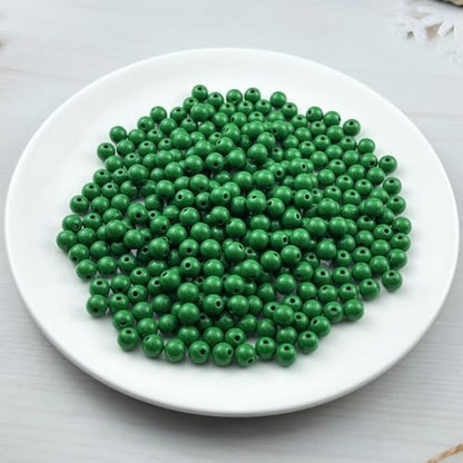 300pcs Acrylic Round Beads for Crafts 8mm Resin Candy Color Spacer Beads with Hole for Jewelry Making Sewing Crafts Decoration Necklaces Bracelets Earrings Supplies(Dark Green) - Image 2