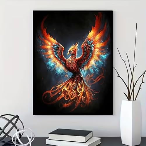 MaiMMaledy Paint by Numbers Kit for Adults Beginners Canvas Pictures with Framed Drawing Painting Acrylic Pigment with Wooden Triangle Easel Colorful Fire Phoenix 8Wx12L inch - Image 5