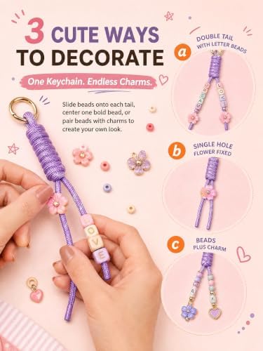 Paracord Keychain Kit, 20/30/60 Pack Braided Rope Bag Charms with Ring Clip - Image 5