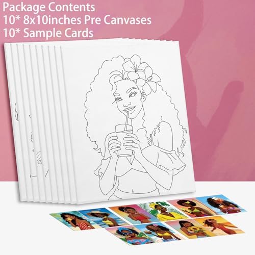 Nuberlic 10Pcs Pre Drawn Canvas to Paint for Adults Sip n Paint Girls - Image 3