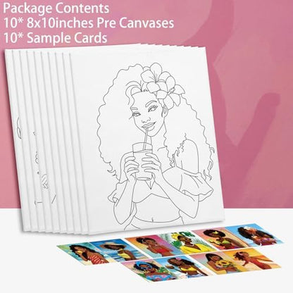Nuberlic 10Pcs Pre Drawn Canvas to Paint for Adults Sip n Paint Girls - Image 3