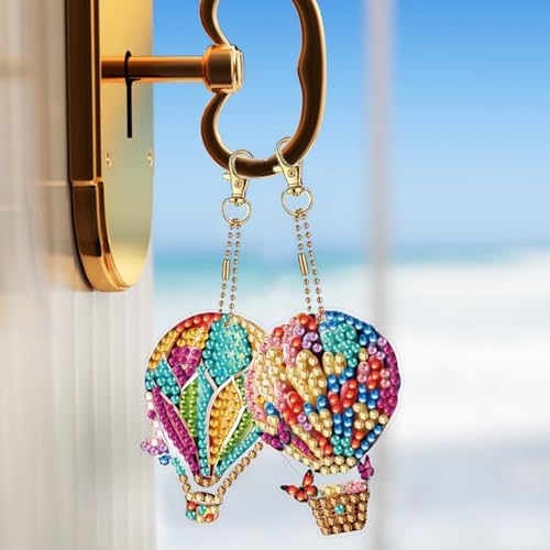HuamuTech 5 Pcs/6 Pcs/8 Pcs Full Drill Keyring Special Shape Double Sided Diamond Art Keychain for Beginners Birthday Craftin - Image 6