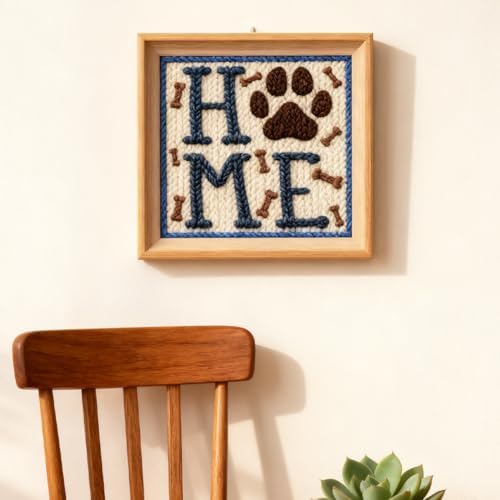 INFUNLY Punch Needle Kit for Adults Beginner Dog Home Punch Needle Kits with Fabrics Floss Instruction Pet Paw Needlepoint Embroidery Kits for Craft Lovers and Home Decor - Image 4