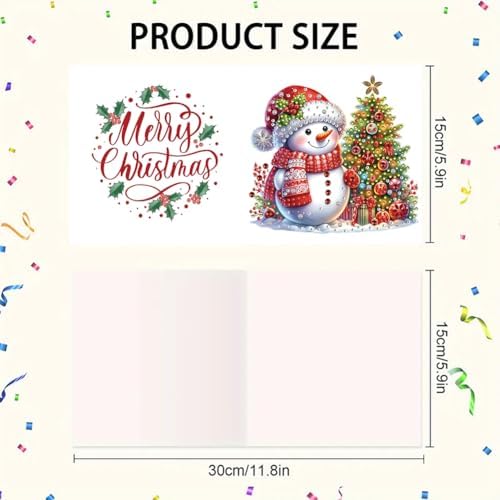 jinglinhh 6pcs Diamond Art Painting Christmas Snowman Cardinal Candle Greeting Cards with Envelopes, DIY Card Making Kits for Adults, Diamond Art Postcards Christmas Cards Craft Gifts - Image 2