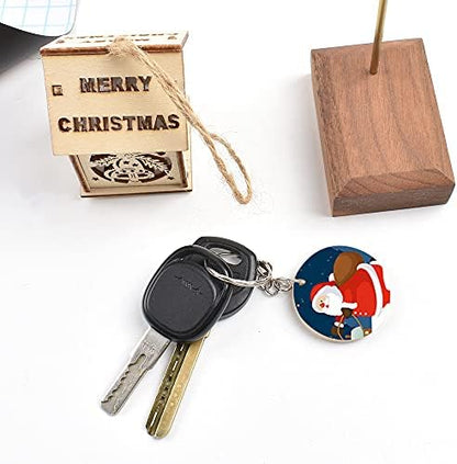 30Pcs Natural Wood Slices, 1.5 inch Unfinished Wood Sign, Unfinished Predrilled Log Discs Wooden Circles with 30 pcs Key Rings for DIY Crafts Christmas Decorations Ornaments - Image 5