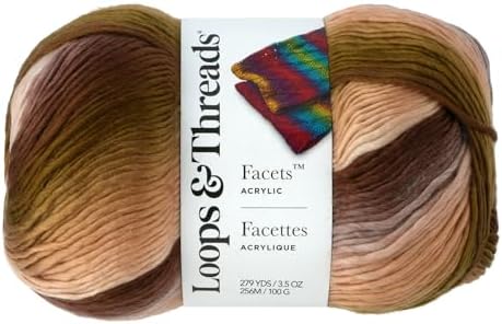 Loops & Threads Facets Yarn - Yarn for Knitting, Crochet, Weaving, and Arts & Crafts - Toffee, Acrylic, 3.5 oz by LoopsThreads