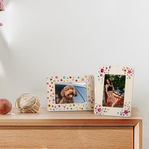 Lesnala 6 Pcs Unfinished Wood Picture Frame Crafts DIY Kits with Stickers - Image 5