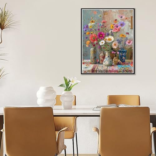 Ausanrl Flowers Framed Paint by Numbers Wooden Easel-Adult Paint by Number Kits on Canvas Framed,Paint by Number Adult,Paint by Numbers with Frame,Gifts and Home Wall Decor 12x16inch - Image 2