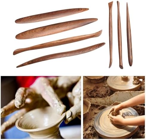 7-Piece Mahogany Clay for SCULPTURE Tools Set, Hand-Carved Redwood Pottery Modeling Kit for Ceramics Art, 14.7-18.5cm - Image 6