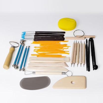 Air Dry Clay Kit 10 LBs + 42 Pcs Pottery Tools - Non-Toxic Organic Clay for Sculpting, Hand Modeling & Throwing, Art Classes Ceramics Workshops (White 2) - Image 7