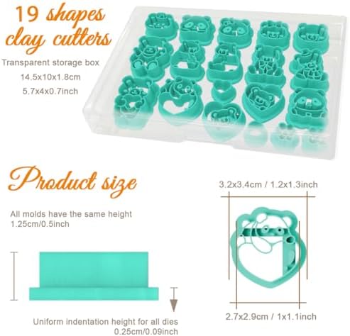 ORIGACH 19 Pcs Bear & Panda Polymer Clay Cutters Set - Image 2
