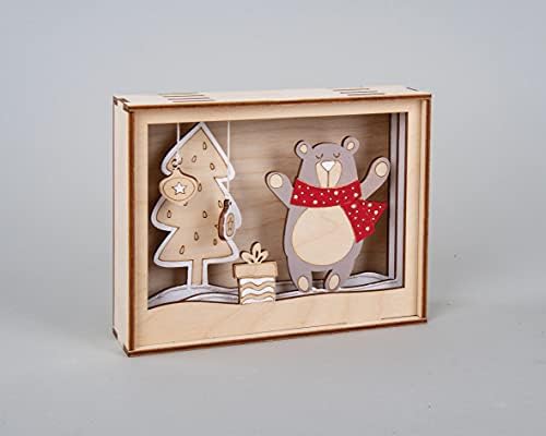 Rayher Holzbau 46599505 3D Winter Bear Motif Frame FSC Mix Credit Natural 15.5 x 12.5 cm Depth 3.8 cm 12-Piece for Crafts and Painting 1 Set - Image 5