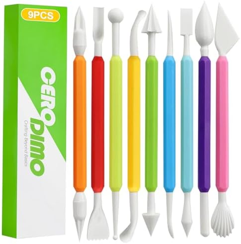 CeroDimo 9 Pack Clay Sculpting Tools Set Double End Pottery Modeling Tools Clay Carving and Shaping Tools Air Dry Clay Tool Kit for DIY Craft Projects Polymer Clay Tools Assorted Colors by Unknown