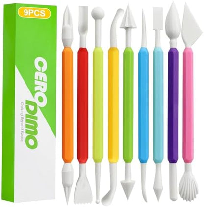 CeroDimo 9 Pack Clay Sculpting Tools Set Double End Pottery Modeling Tools Clay Carving and Shaping Tools Air Dry Clay Tool Kit for DIY Craft Projects Polymer Clay Tools Assorted Colors by Unknown