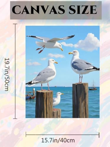 ACANDYL Seagull Paint by Numbers Kit for Adults Paint by Numbers for Adults Beginner Seaside Canvas Painting by Number Sea DIY Acrylic Oil Painting on Canvas Arts Craft Decoration for Wall 16x21 Inch - Image 5