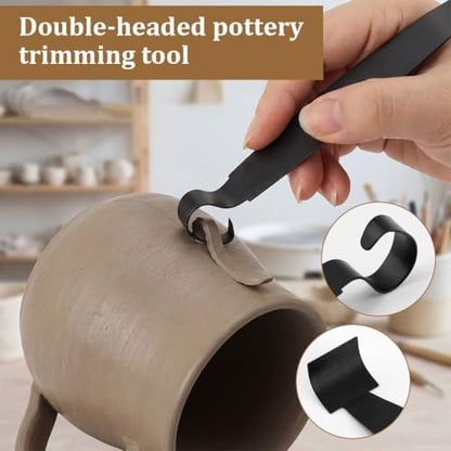 7pcs Double-Sided Clay Sculpting Tools, Wooden Handle Pottery Trimming Tool - Image 5