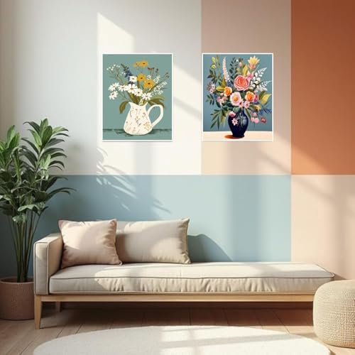 2 Pack Easy Flowers Paint by Numbers Kit for Adults Beginner with Framed - Image 3