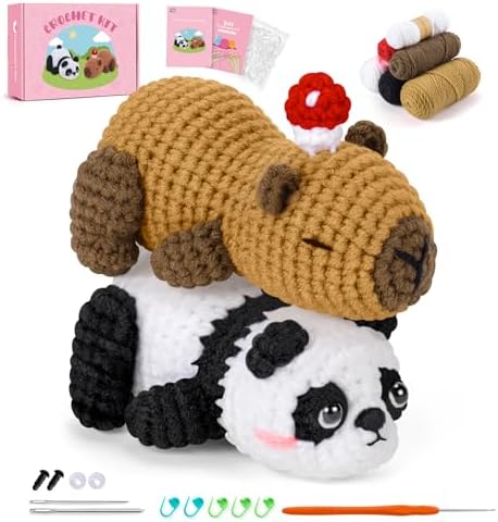 Crochet Kit for Beginners, Panda & Capybara Crochet Animal Kits by FortuningsJDS