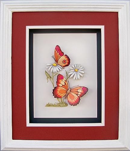 Orange Butterfly and Daisy Flowers - Paper Tole 3D Decoupage Craft Kit Size 8x10 inches K51236 (The Additional Pictures Show Examples of This Craft Kit Assembled and Framed in a Shadow Box Frame) - Image 3