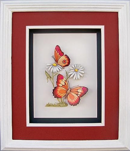 Orange Butterfly and Daisy Flowers - Paper Tole 3D Decoupage Craft Kit Size 8x10 inches K51236 (The Additional Pictures Show Examples of This Craft Kit Assembled and Framed in a Shadow Box Frame) - Image 3