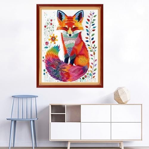 Joyhoor Cross Stitch Kits for Beginners Stamped Cross-Stitch Supplies Needlework preprint Embroidery Kits for Adults DIY Needlepoint Kits Embroidery Patterns 11CT-Colorful Fox 16x20 inchs - Image 2