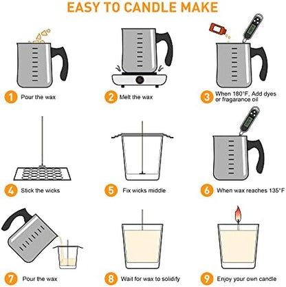 Ohcans Candle Making Kit with Electronic Hot Plate, Candle Making Kit for Adults, DIY Starter Candle Making Supplies, with 900ml Candle Make Pouring Pot, Stirring Spoon, Wicks Holder, Thermometers - Image 4