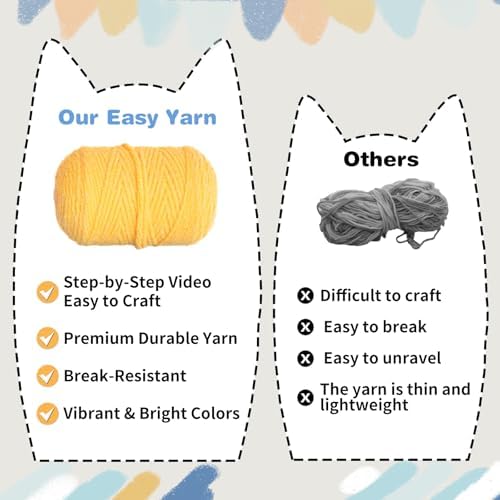 Youkali Crochet Kit for Beginners, Crochet Starter Kit with Step-by-Step Video Tutorials, Easy Beginner Crochet Kit for Adults, Crochet Animals Crafts Crochet Kits, Easy Knitting Kit. (Cat) - Image 5
