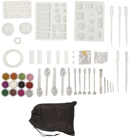 DAREBUDA DIY Glue Mold Set, Silicone Resin Jewelry Making Kit with Stirring Rods Scoop Pins Sequins for Pendant Bracelet Earring Craft, Reusable Flexible for Home Art by Unknown