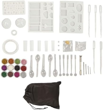 DAREBUDA DIY Glue Mold Set, Silicone Resin Jewelry Making Kit with Stirring Rods Scoop Pins Sequins for Pendant Bracelet Earring Craft, Reusable Flexible for Home Art by Unknown