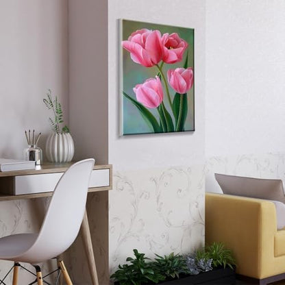 ATDMS Paint by Numbers Kit for Adults with Frame Flowers Paint by Number with Easel DIY Tulip Adult Paint by Number Kits Oil Painting Kits for Gift Home Wall Decor 8x12 Inch - Image 6