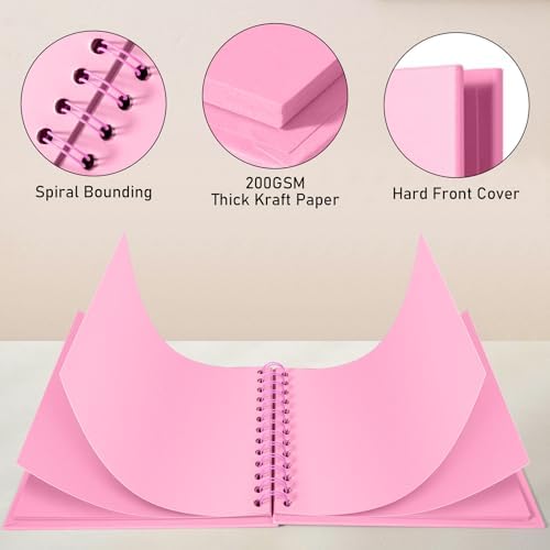 GOTIDEAL 8 x 8 Inch Scrapbook Album with Metallic Markers, Pink, 40 Pages - Image 3