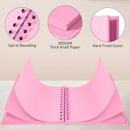 GOTIDEAL 8 x 8 Inch Scrapbook Album with Metallic Markers, Pink, 40 Pages - Image 3