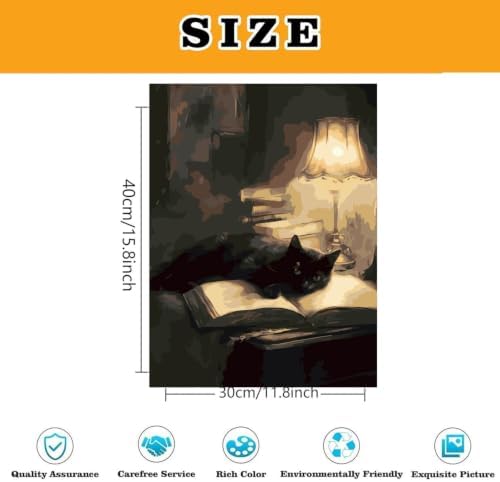 Black Cat Paint by Numbers Kit for Adults Framed Canvas, Frameworkless - Image 3