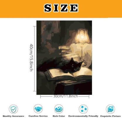 Black Cat Paint by Numbers Kit for Adults Framed Canvas, Frameworkless - Image 3