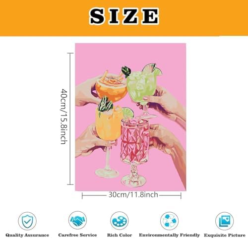 Colorful Cocktails Paint by Numbers Kit for Adults Canvas, Frameworkless - Image 3