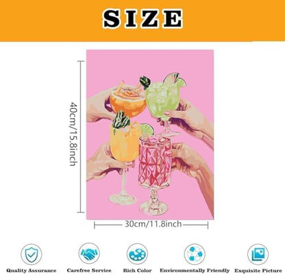 Colorful Cocktails Paint by Numbers Kit for Adults Canvas, Frameworkless - Image 3