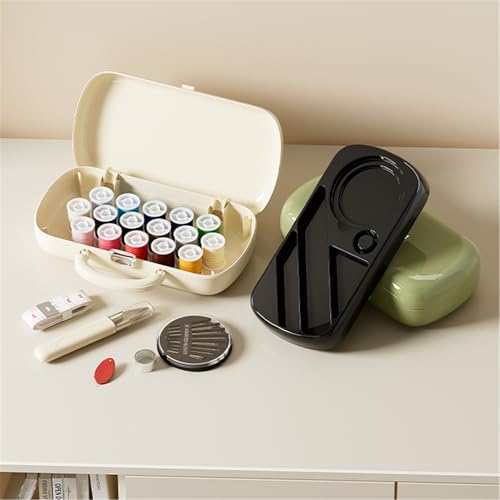 FKOG Sewing Project Kit, 151 Pcs Family Sewing Supplies Repair Organizer with Portable Retro Hard-Shell Case, 16 Multicolor Thread Spools, Needles, Buttons, and Accessories (Creamy White) - Image 6