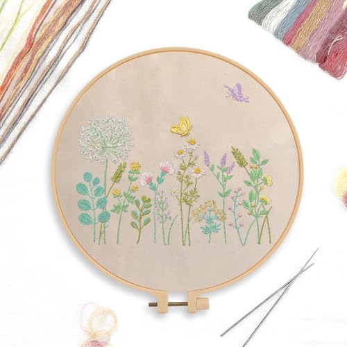 CREAWONDER Canvas Tote Bag Embroidery Kit with Pattern for Beginners, Arts and DIY Embroidery Crafts Kits for Adults, Include Instructions, Embroidery Hoops, Color Threads and Tool - Image 3