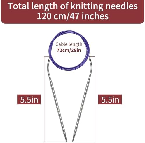 Soosui 9.0 mm Circular Knitting Needles US13, 47 inches/120 cm 3.5 mm, - Image 2